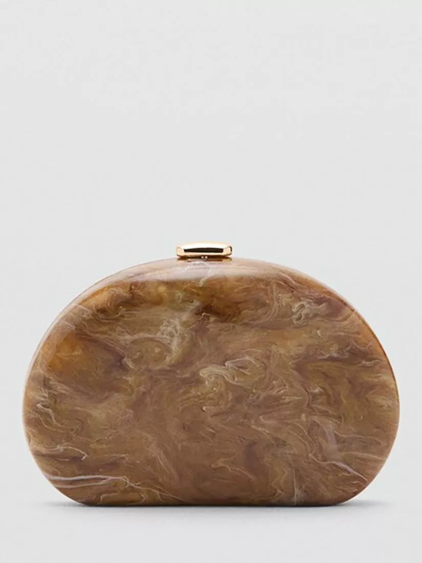 Mango oval clutch bag in Cognac marble effect - UK version
