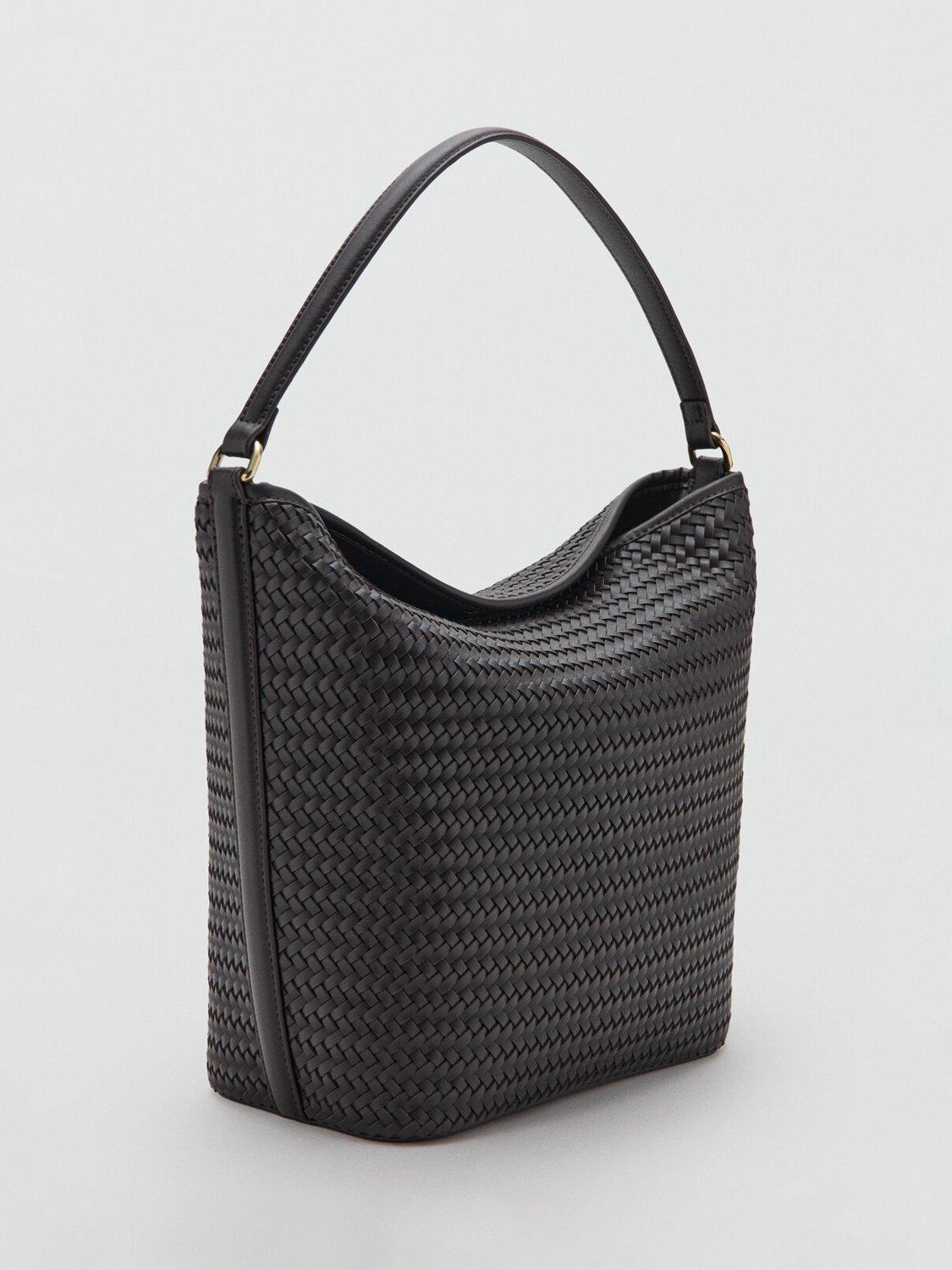 Mango woven hobo shoulder bag in chocolate (British brand)