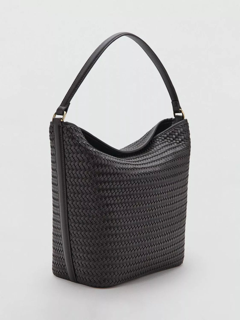 Mango woven hobo shoulder bag in chocolate (British brand)