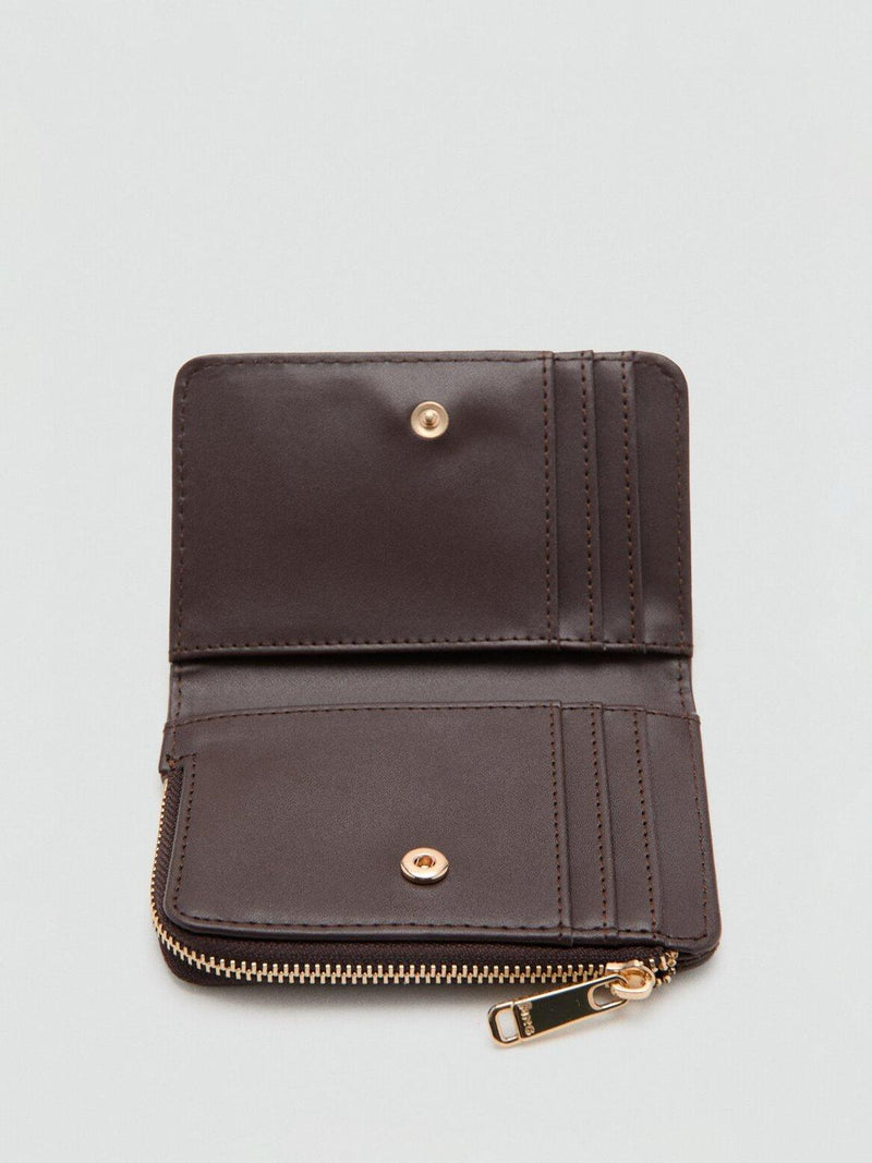 Mango braided texture zip compact wallet, UK version