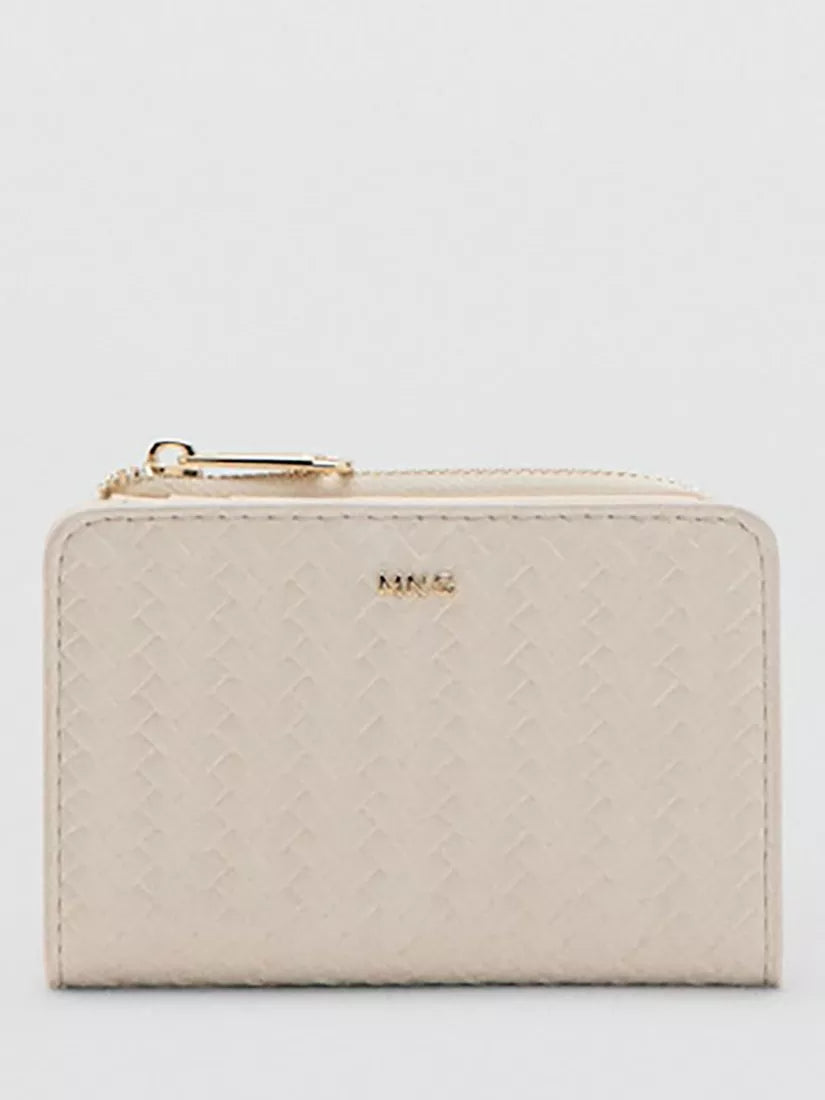 Mango braided texture compact wallet off white - British product