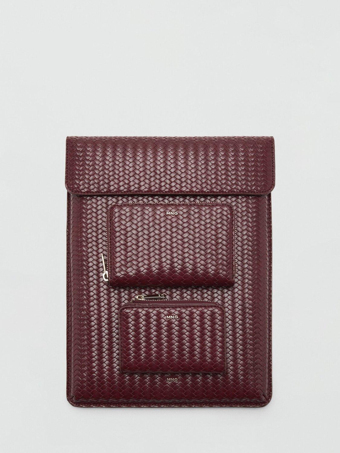 Mango woven zip around compact wallet in Bordeaux, imported from the UK