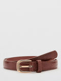 Mango belt slim embossed oval buckle brown - British product