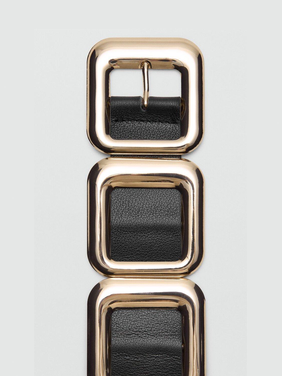 Mango black sculptural square link waist belt - British product