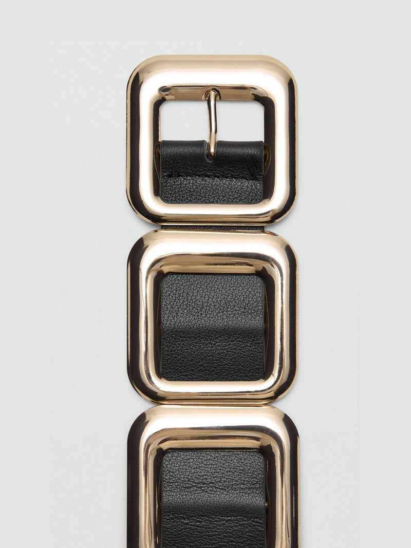 Mango black sculptural square link waist belt - British product