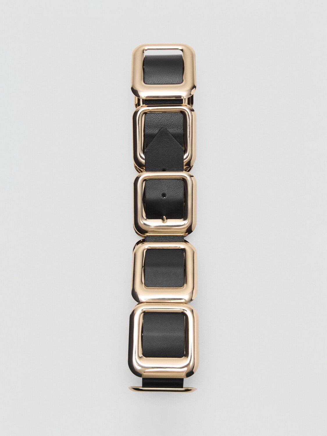 Mango black sculptural square link waist belt - British product