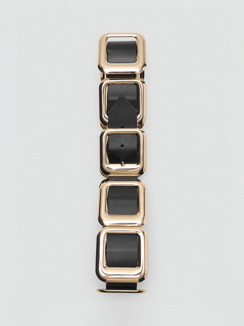 Mango black sculptural square link waist belt - British product