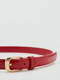 Mango skinny croc-embossed belt in red (British brand)
