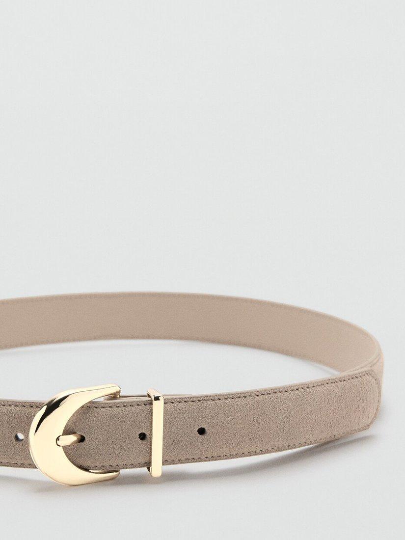 Mango textured belt with gleaming buckle 100% leather - British product