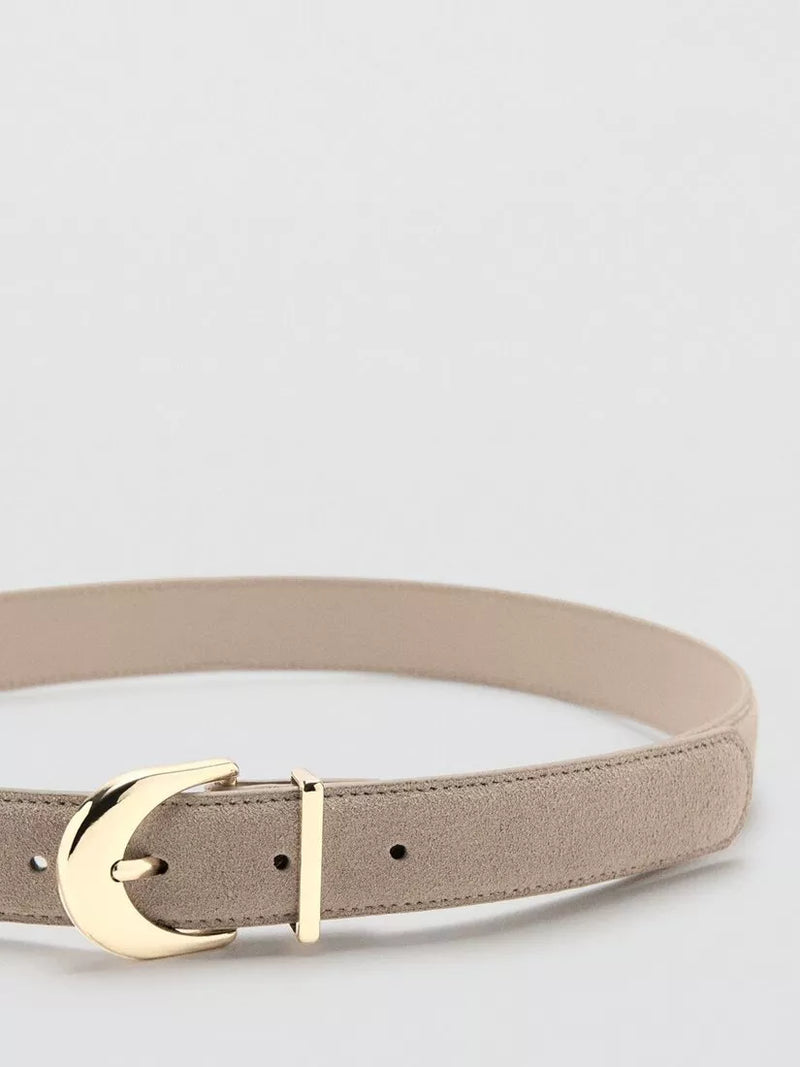 Mango textured belt with gleaming buckle 100% leather - British product