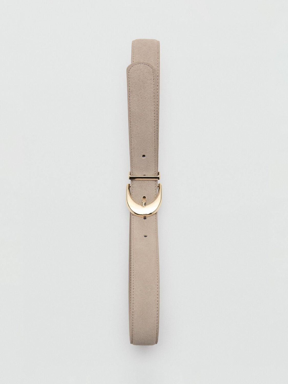 Mango textured belt with gleaming buckle 100% leather - British product