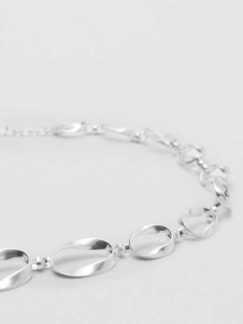 Mango oval link chain belt silver, imported from the UK