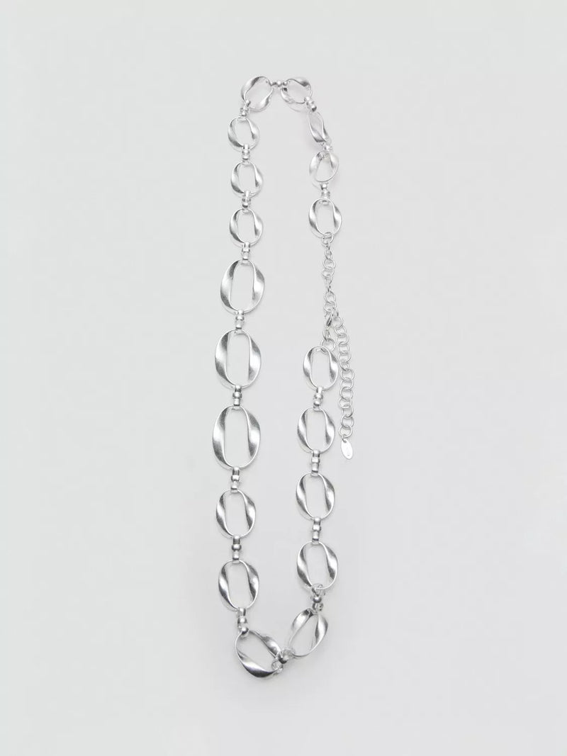 Mango oval link chain belt silver, imported from the UK