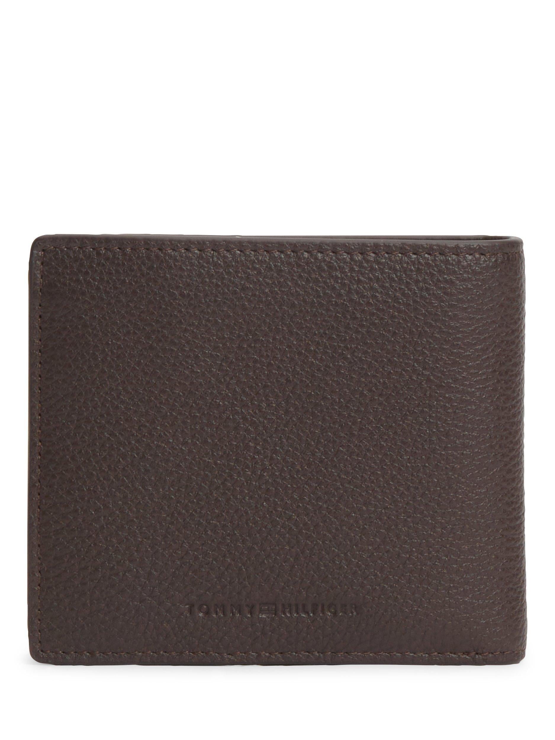 Tommy Hilfiger brown leather bifold wallet with pebble grain finish - British product