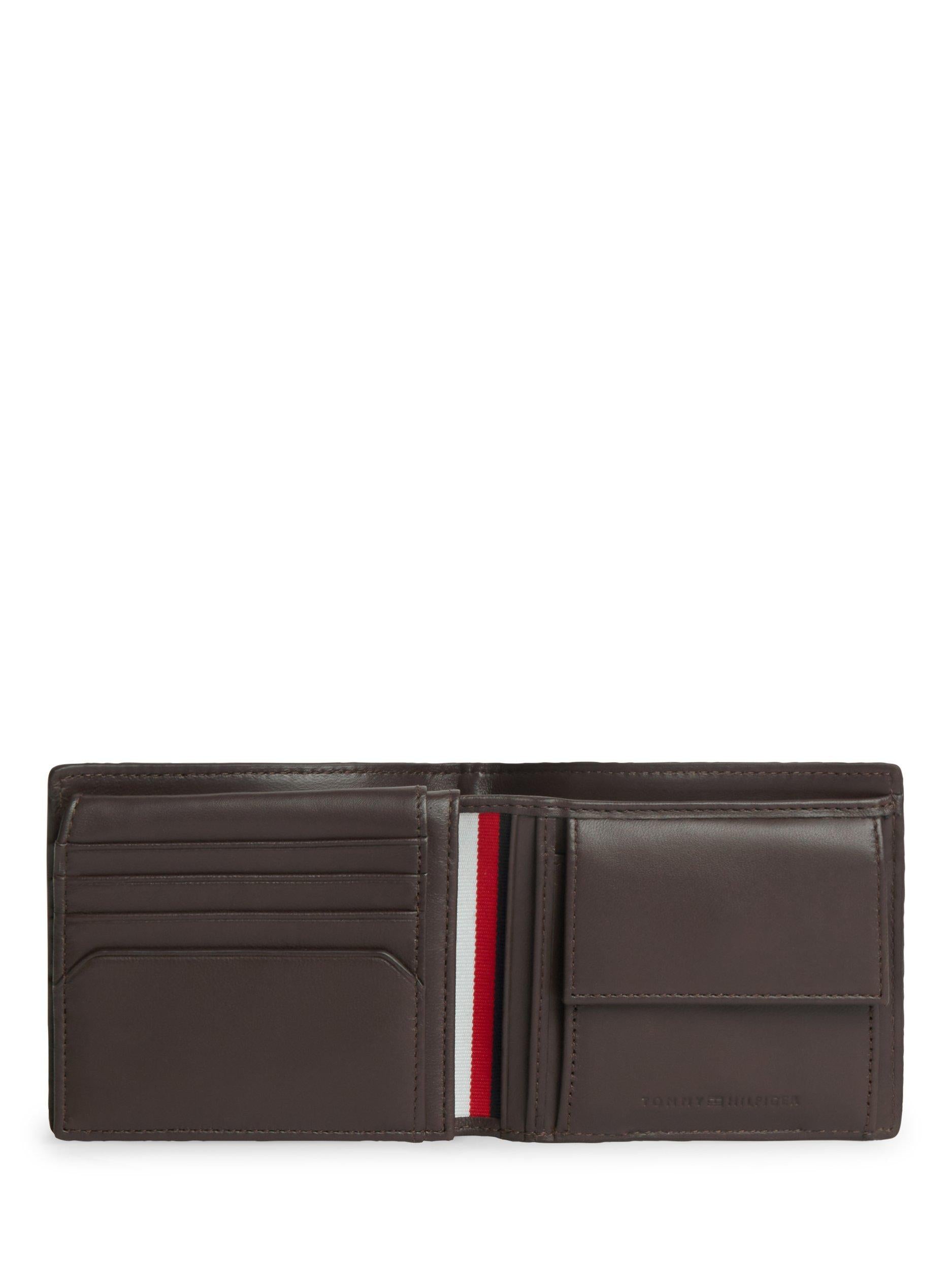 Tommy Hilfiger brown leather bifold wallet with pebble grain finish - British product