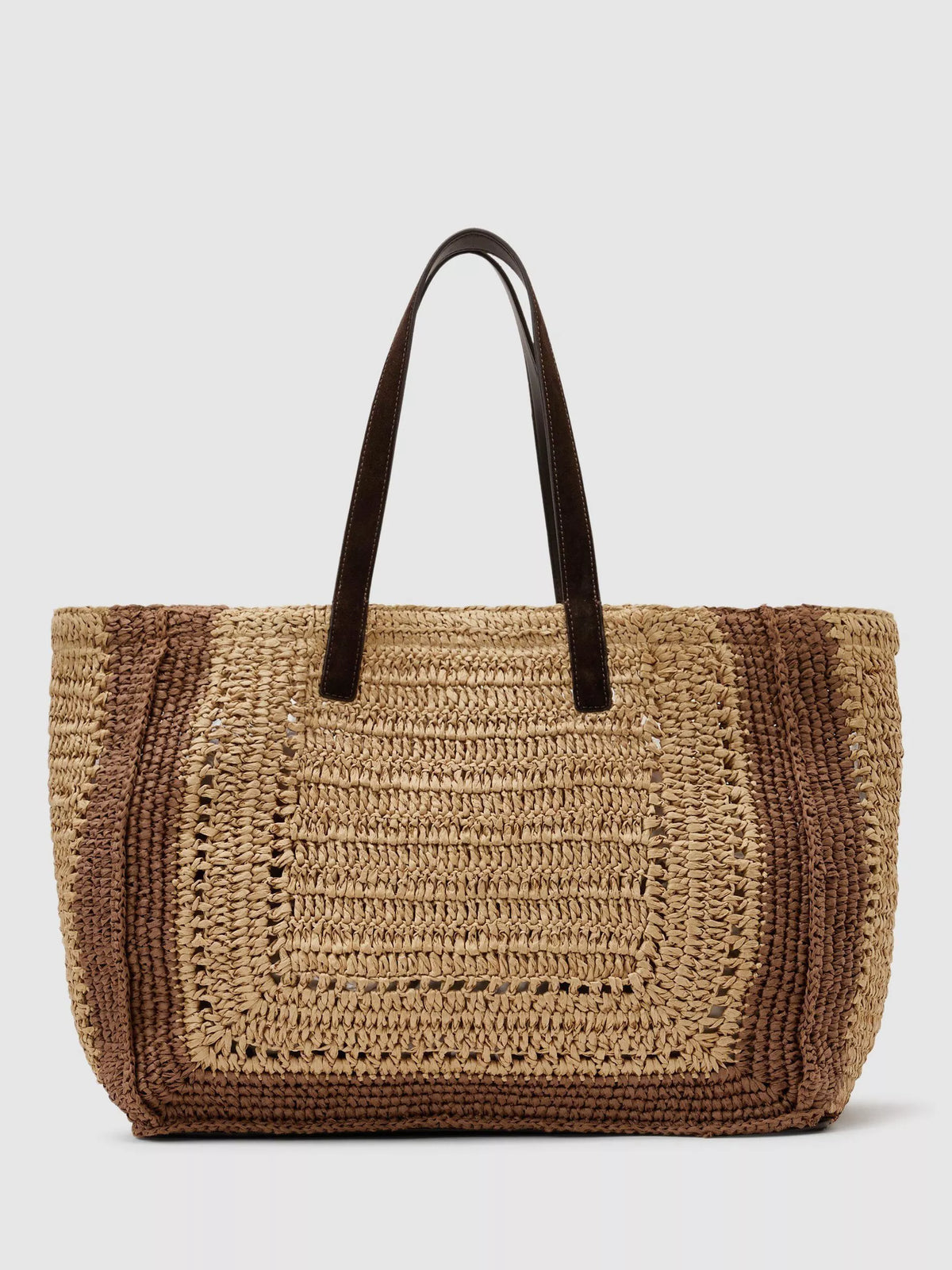 Reiss Rosie large raffia-effect tote bag, imported from the UK