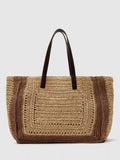 Reiss Rosie large raffia-effect tote bag, imported from the UK