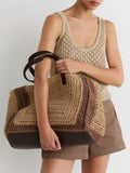 Reiss Rosie large raffia-effect tote bag, imported from the UK