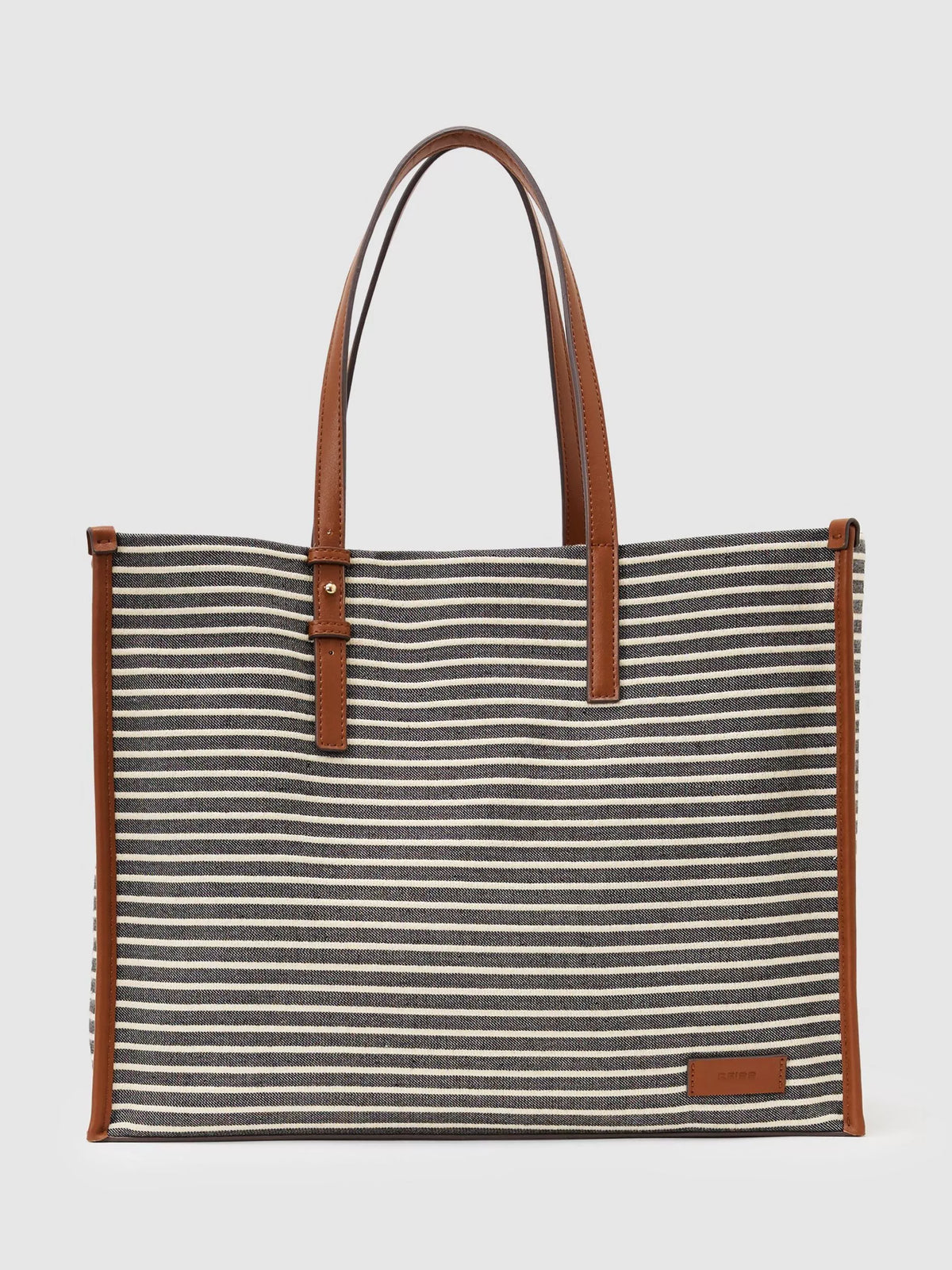 Reiss striped canvas tote bag navy off white, UK version