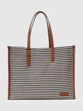 Reiss striped canvas tote bag navy off white, UK version