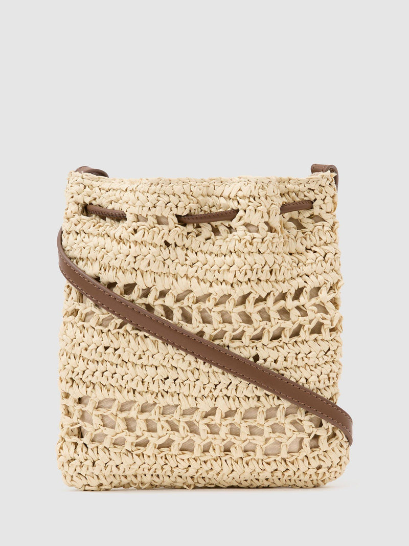 Reiss Esme raffia effect mini crossbody bag natural, imported from the UK