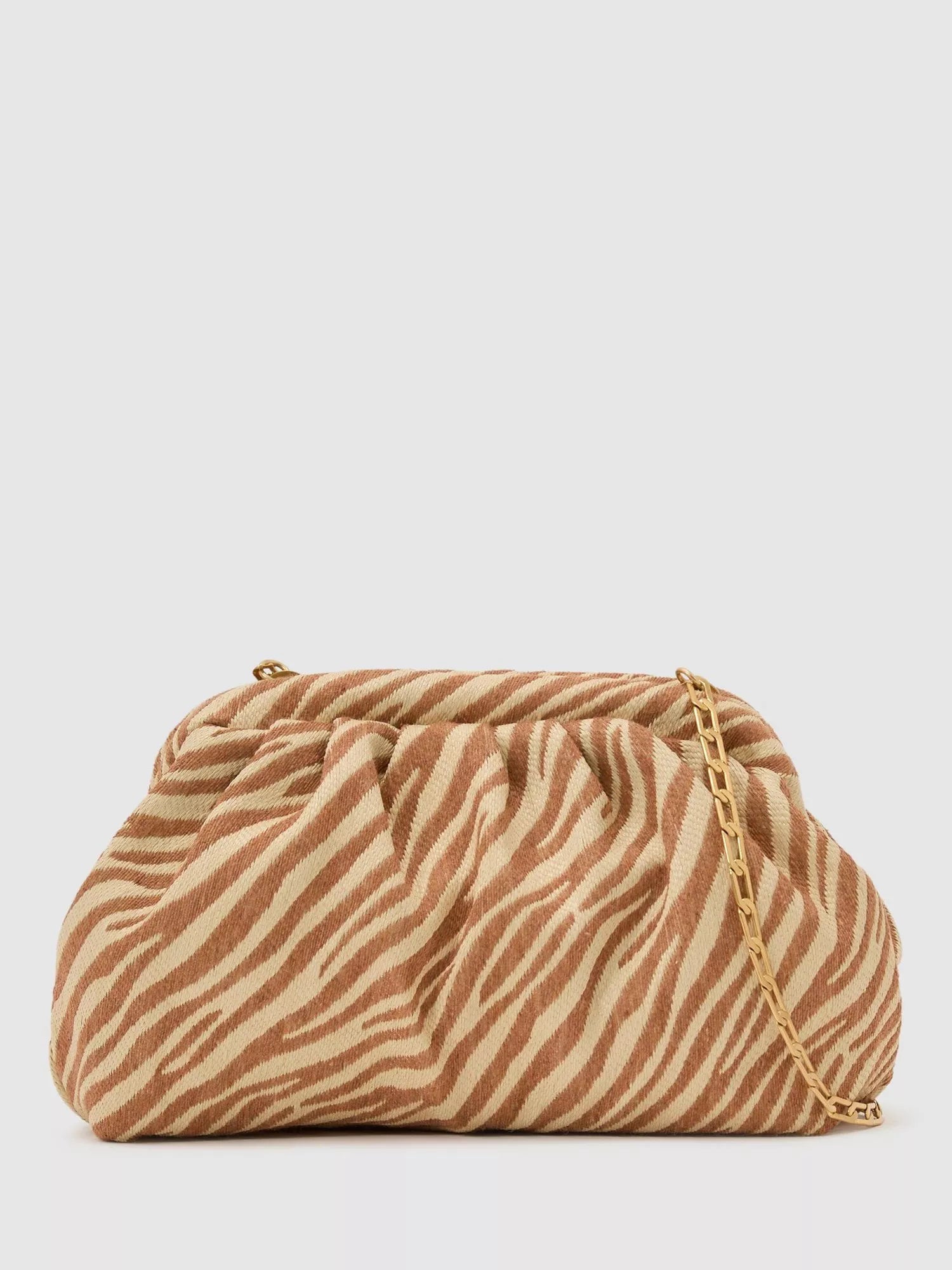 Reiss zebra print clutch bag natural tan (British brand)