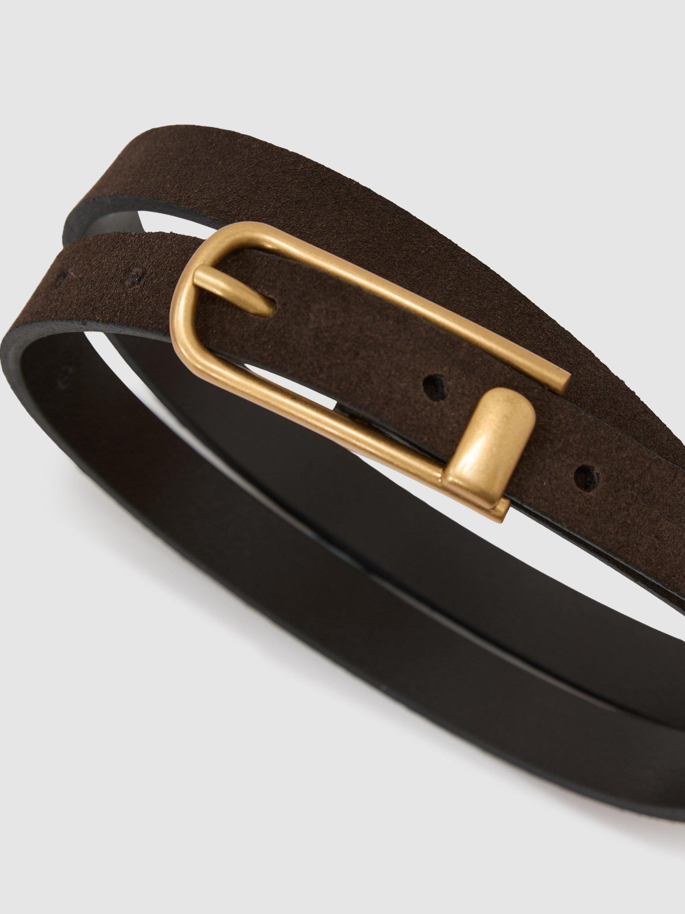 Reiss suede belt chocolate plain design 71cm, UK version