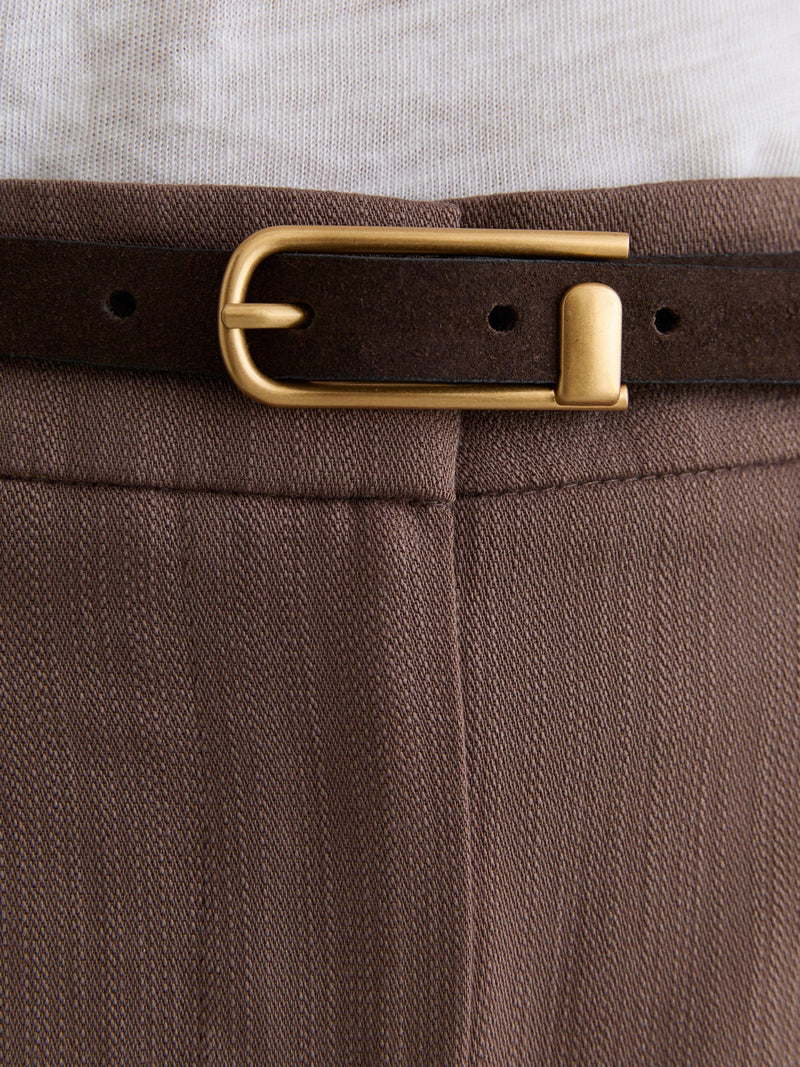 Reiss suede belt chocolate plain design 71cm, UK version
