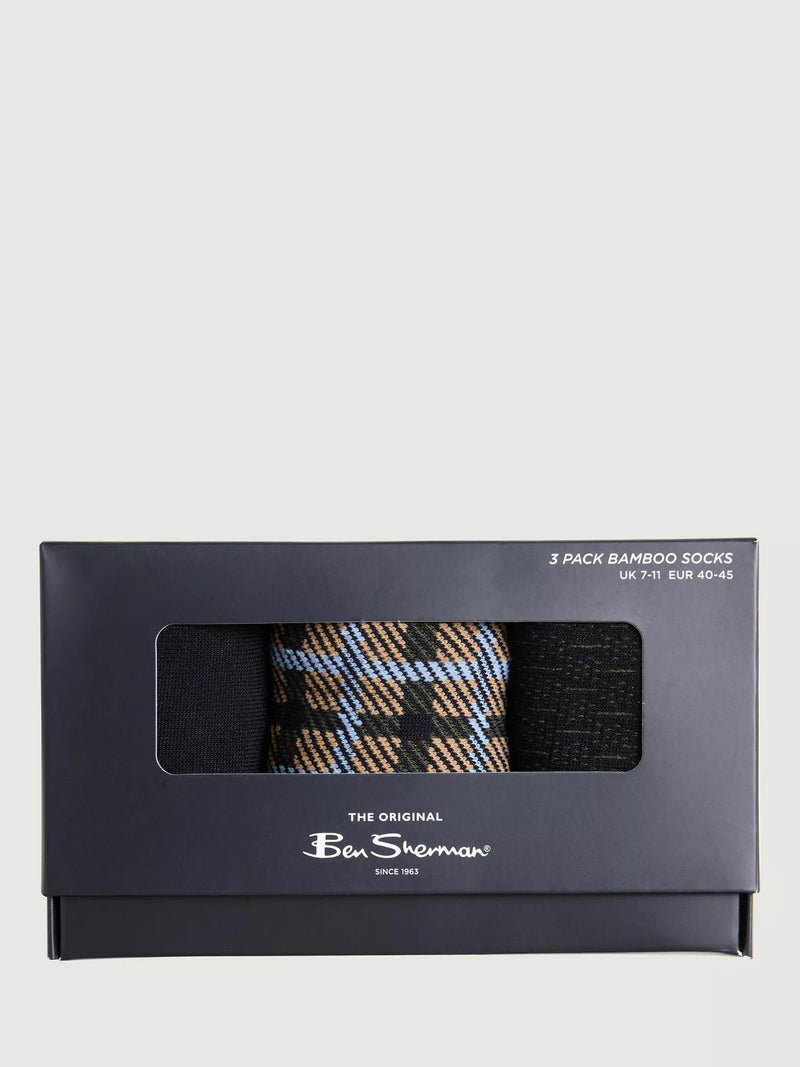 Ben Sherman crew socks pack of 3 khaki - British product