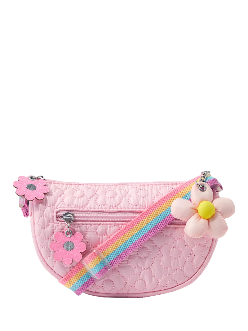 Angels by Accessorize kids quilted flower crossbody bag pink - British product
