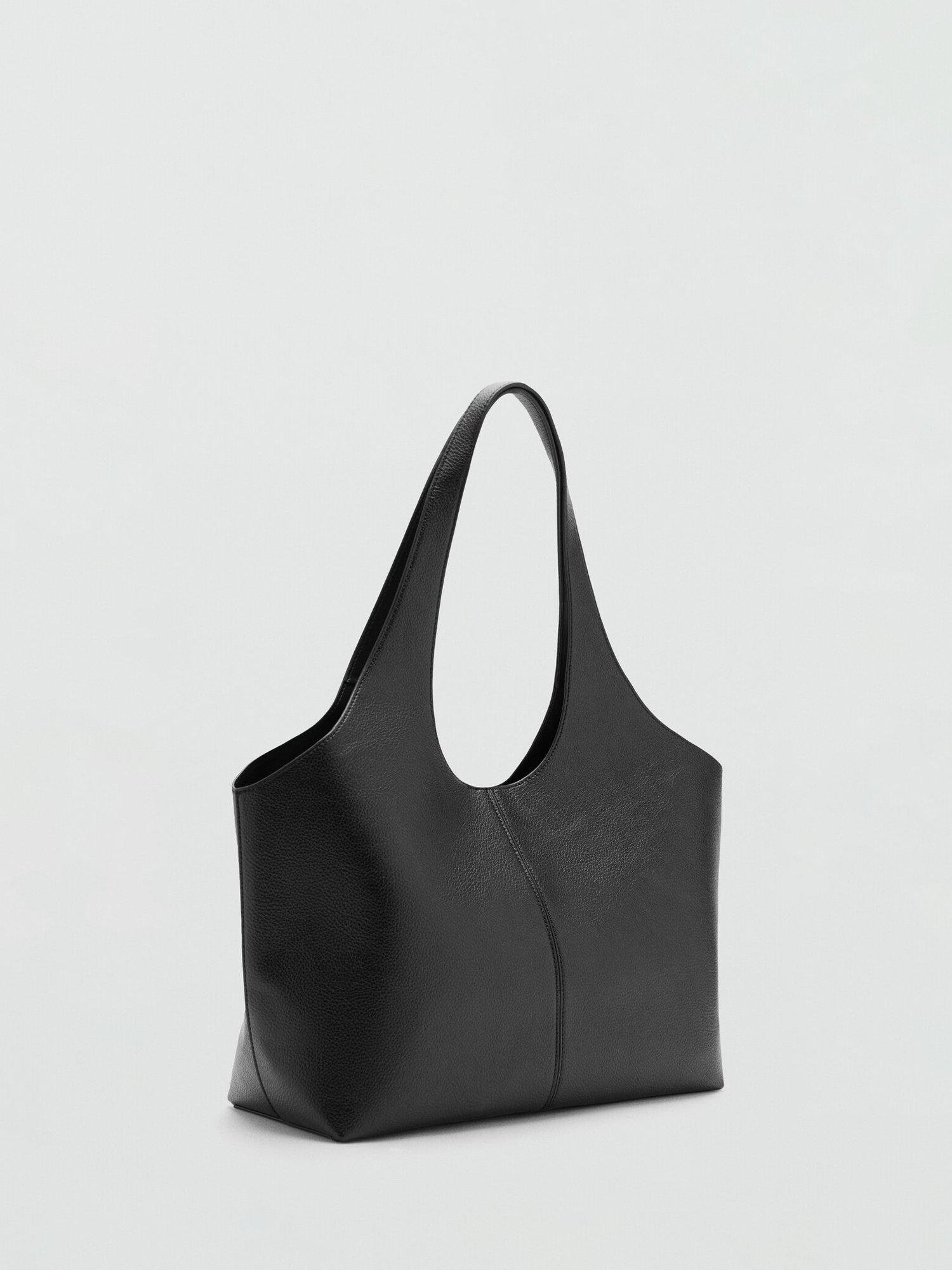 Mango structured tote bag with open top and plain finish, imported from the UK