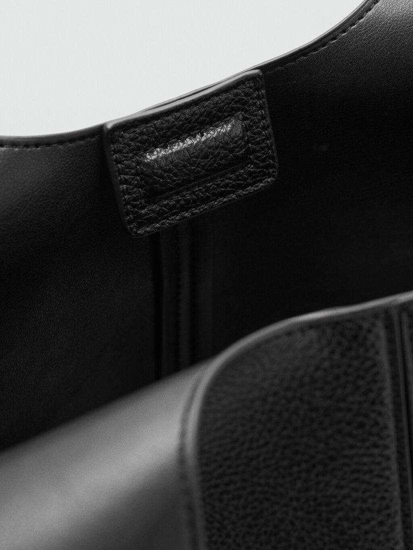 Mango structured tote bag with open top and plain finish, imported from the UK