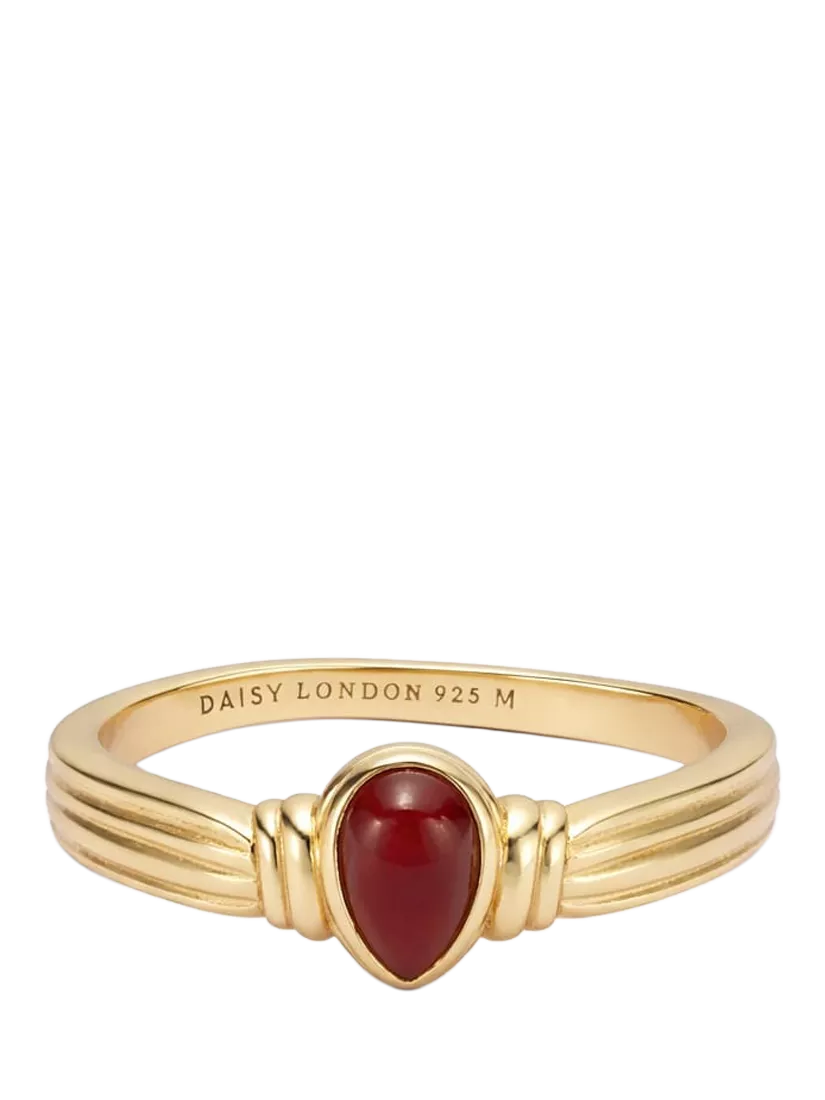 Daisy London gold plated red jasper band ring - UK version