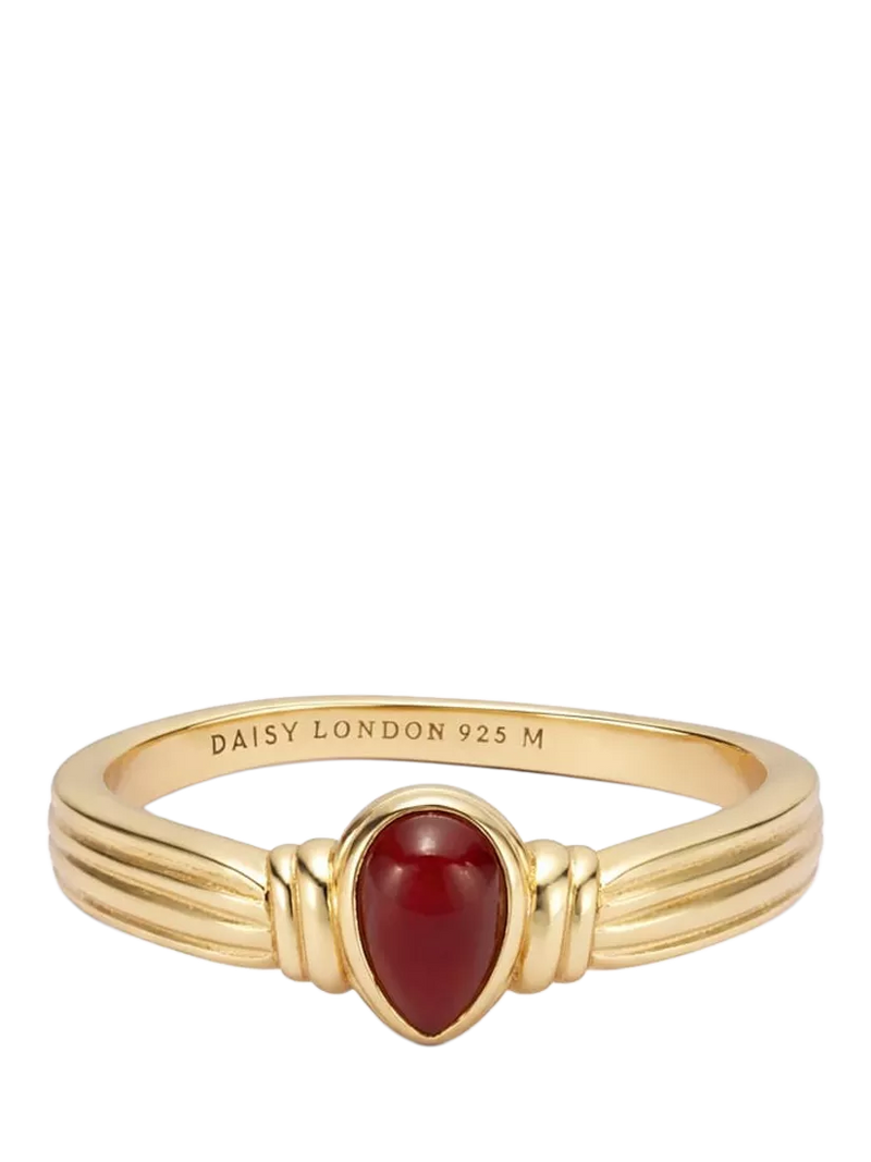 Daisy London gold plated red jasper band ring - UK version