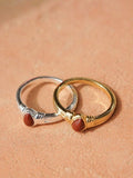 Daisy London gold plated red jasper band ring - UK version