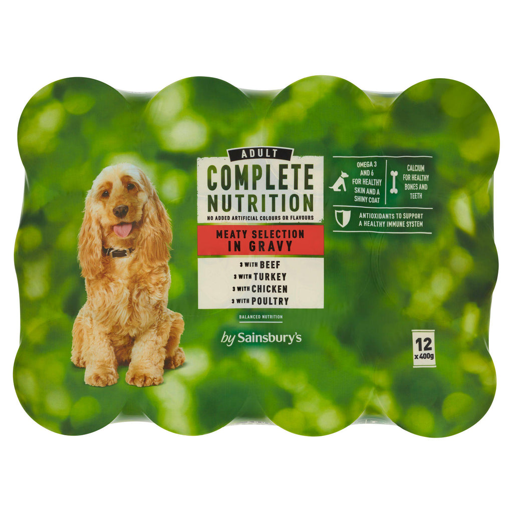 Sainsbury's Complete Nutrition Adult Dog Food Meat Selection in Gravy 12 x 400g