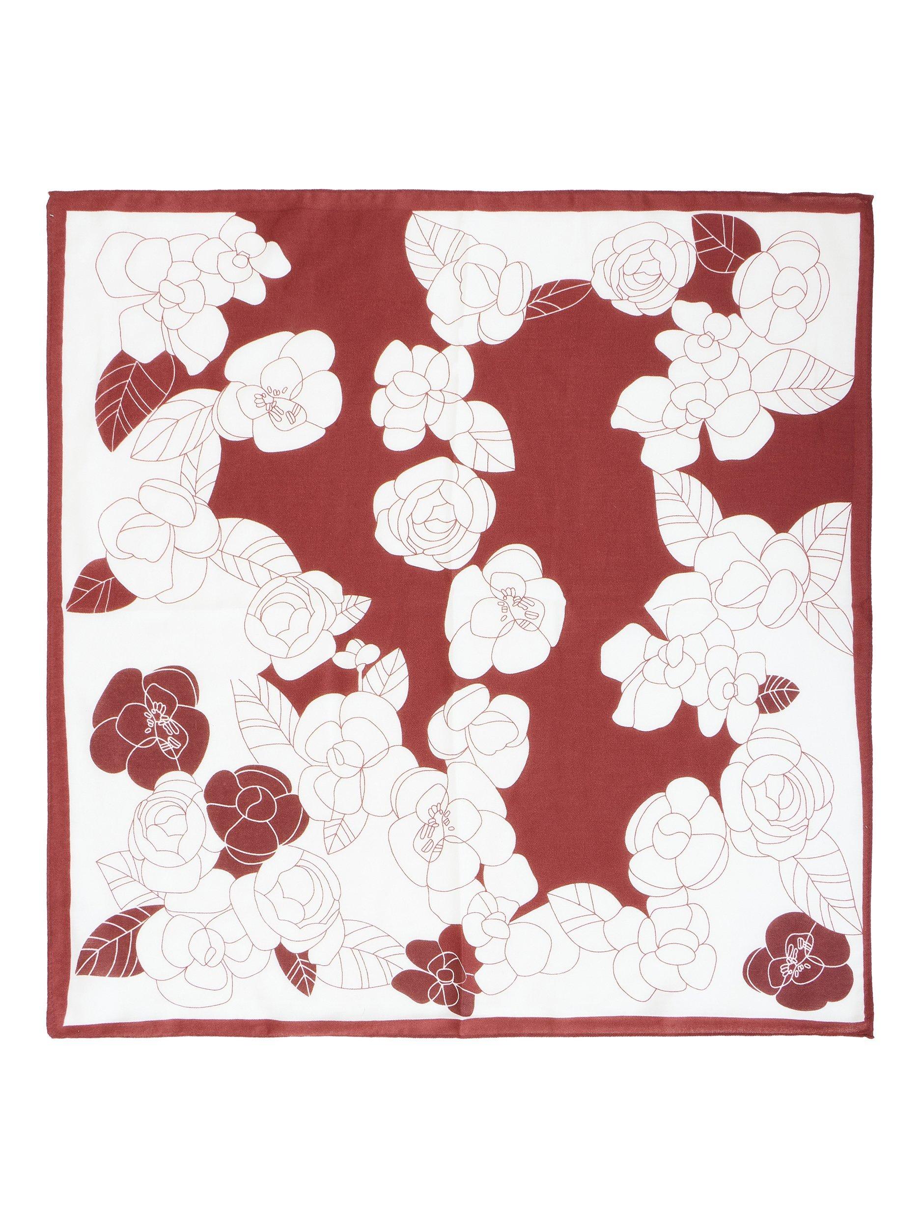 Yumi viscose floral square scarf brown white 67cm, UK version