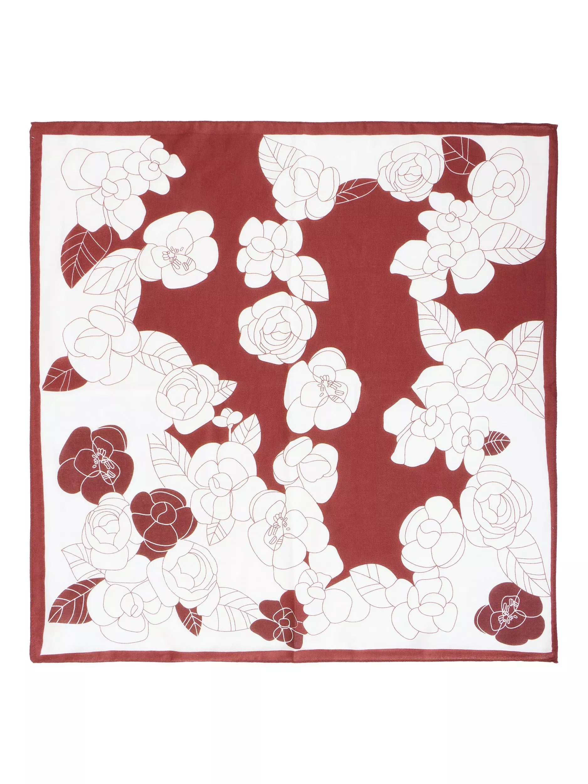 Yumi viscose floral square scarf brown white 67cm, UK version