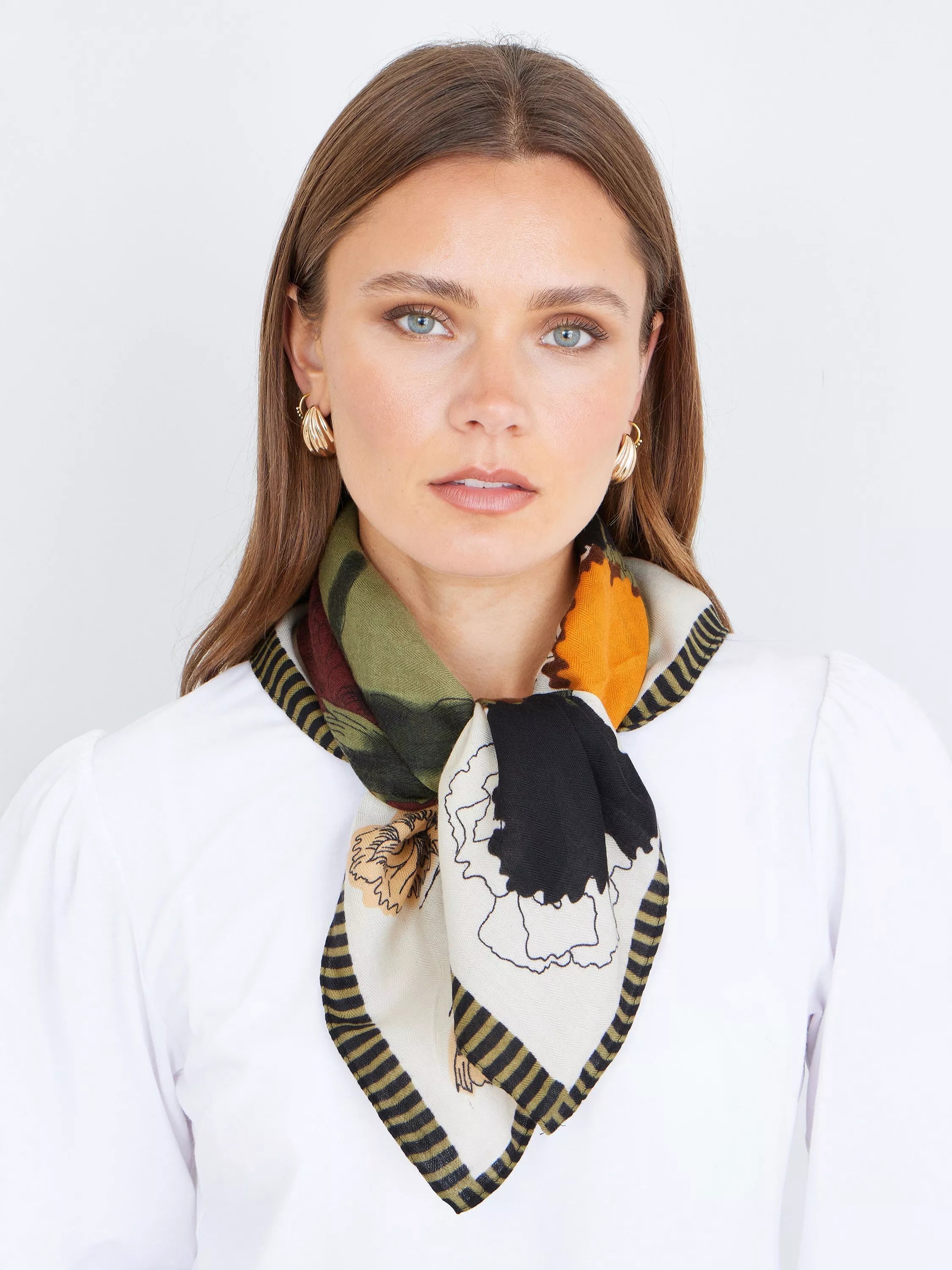 Yumi Floral Placement Square Scarf