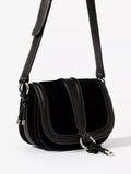 Mint Velvet suede saddle bag black, imported from the UK