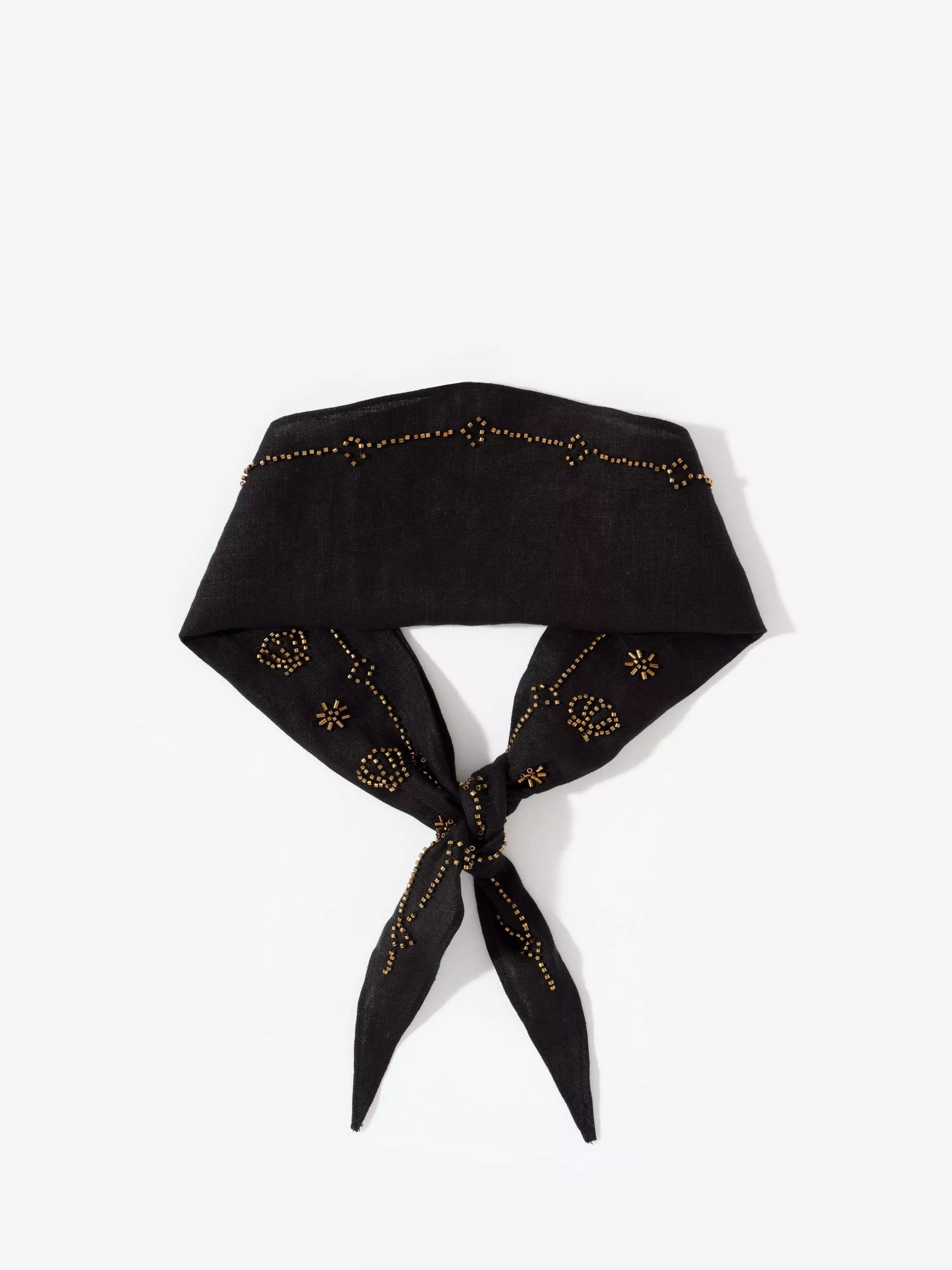 Mint Velvet embellished linen neck scarf black - British product