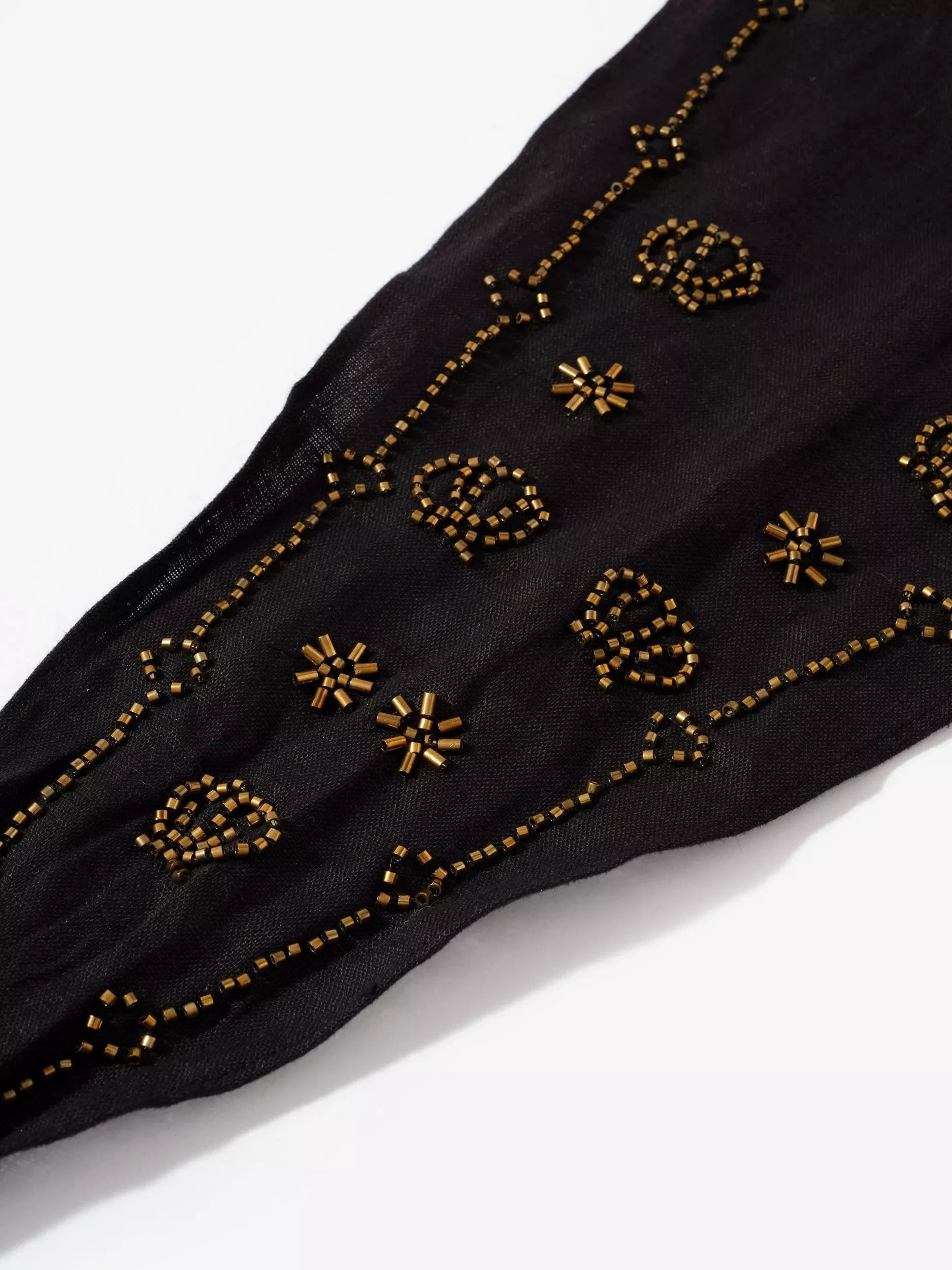 Mint Velvet embellished linen neck scarf black - British product