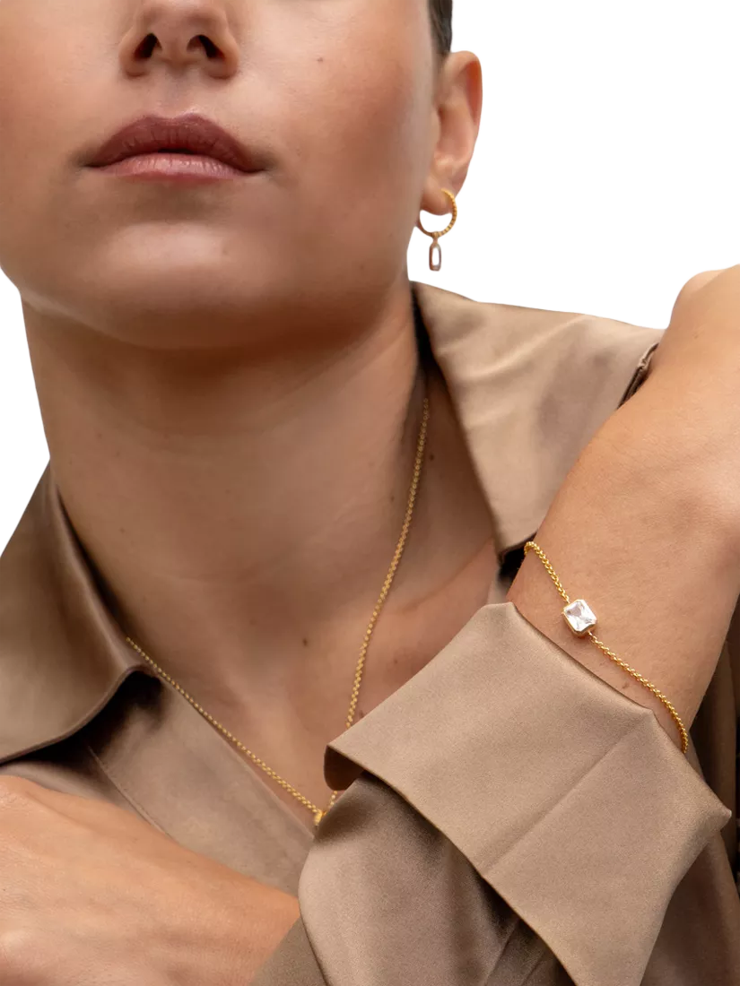 Dower & Hall white topaz chain bracelet gold plated (British brand)