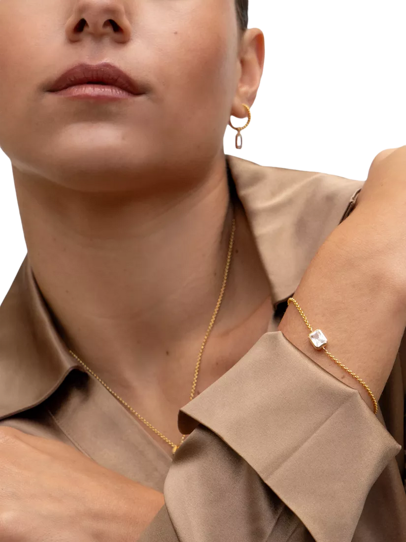 Dower & Hall white topaz chain bracelet gold plated (British brand)