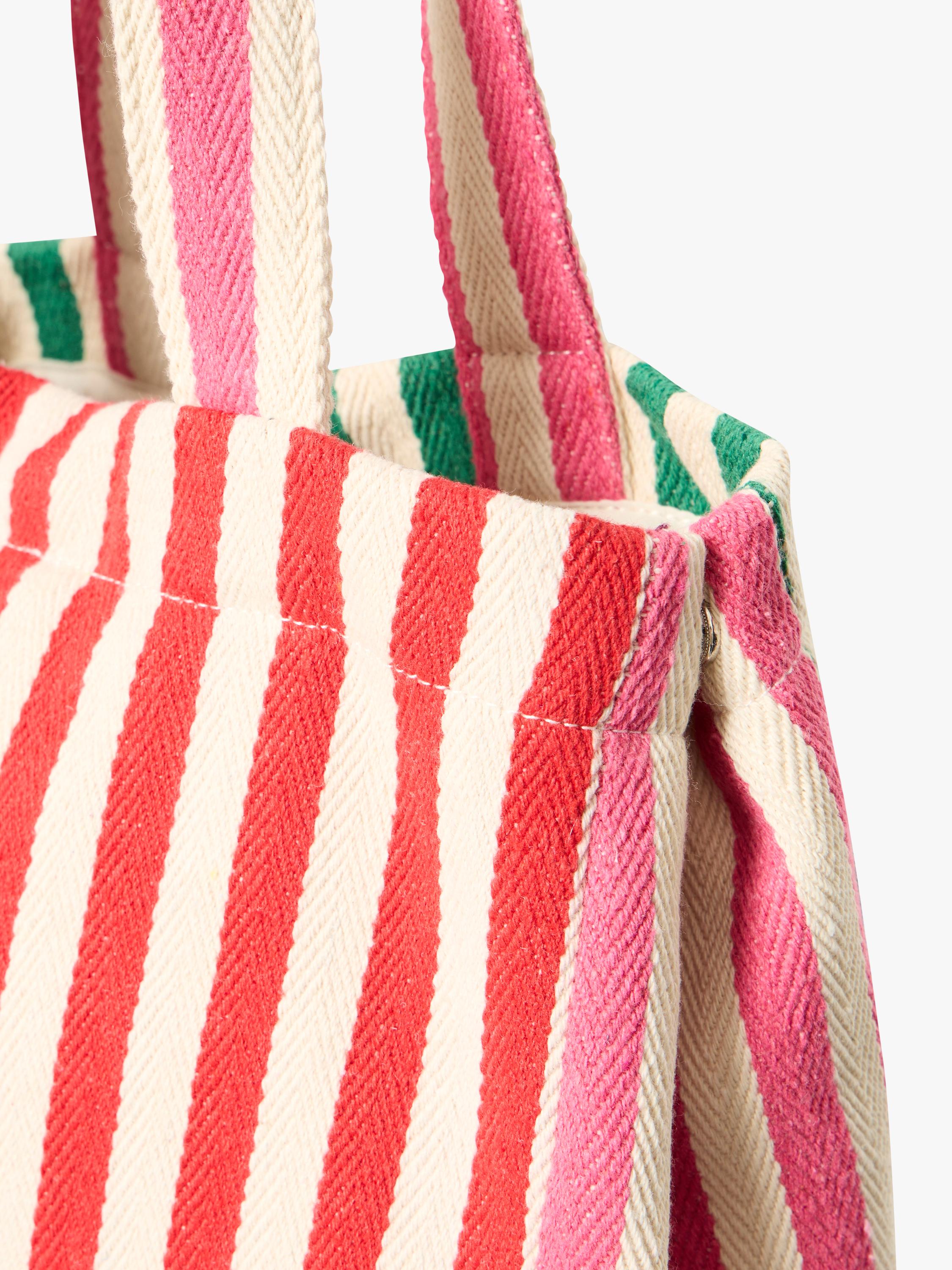 ICHI Iasio striped tote bag in Birch made of cotton (British brand)
