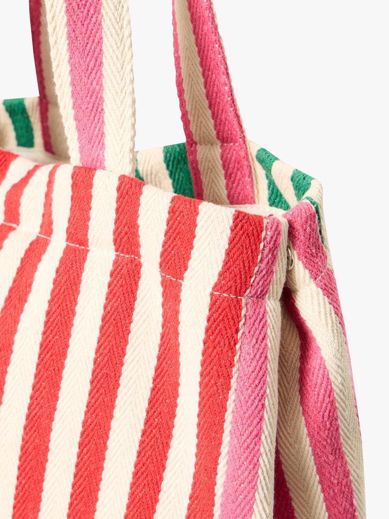 ICHI Iasio striped tote bag in Birch made of cotton (British brand)