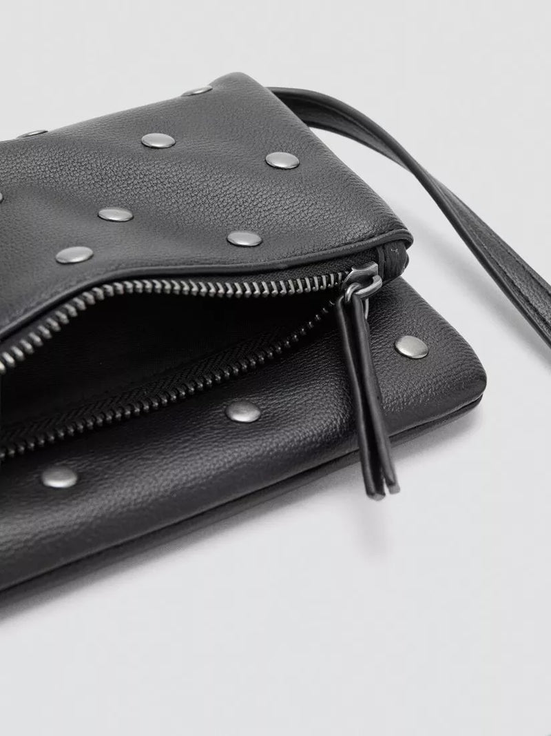 Mango kids crossbody bag black with studs, UK version