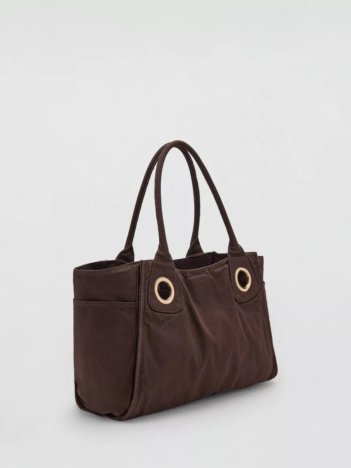 Mango cotton tote bag in chocolate colour, British product