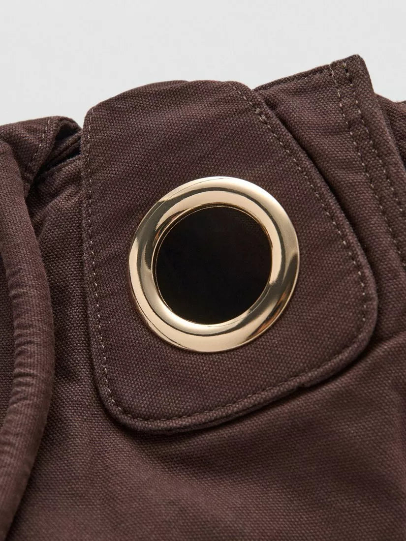 Mango cotton tote bag in chocolate colour, British product