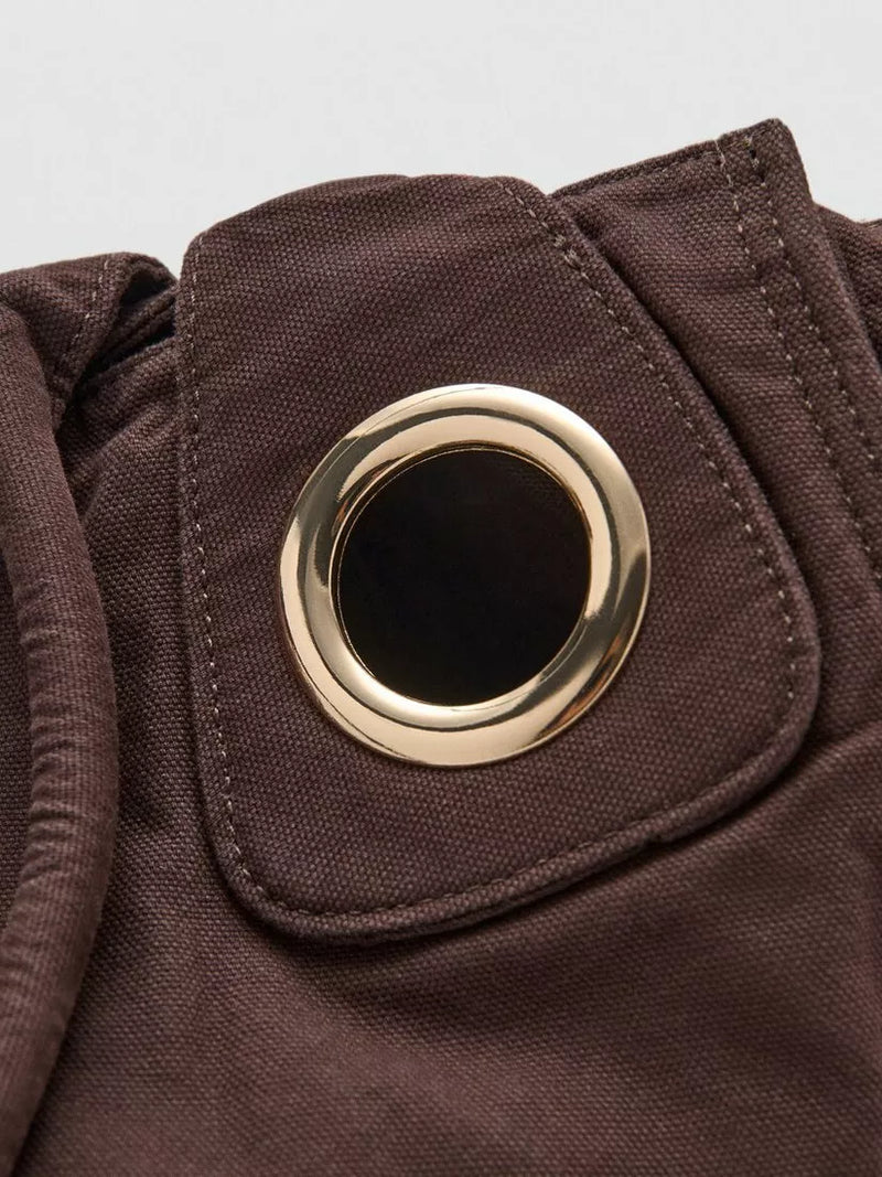 Mango cotton tote bag in chocolate colour, British product